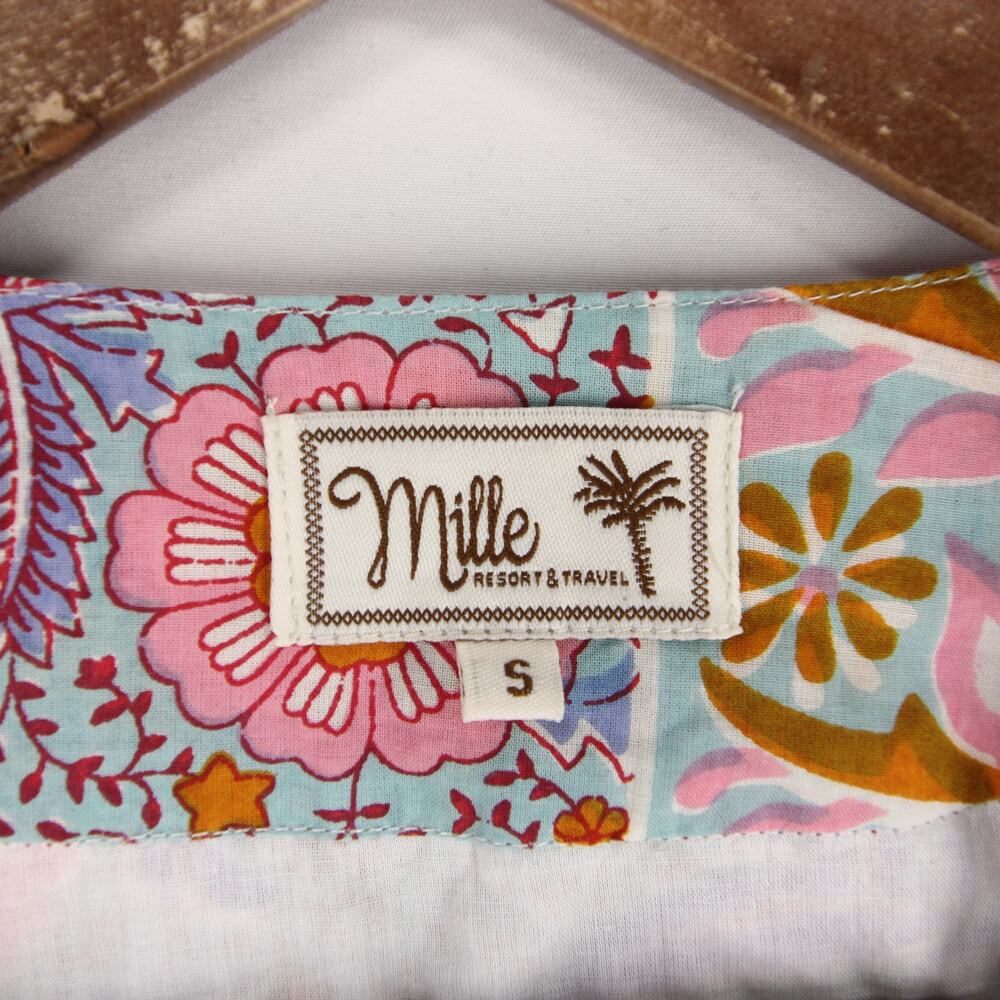 Mille Nan Wrap Dress Womens S Multicolor Floral Long Sleeve Cotton V Neck Mini - Picture 9 of 10